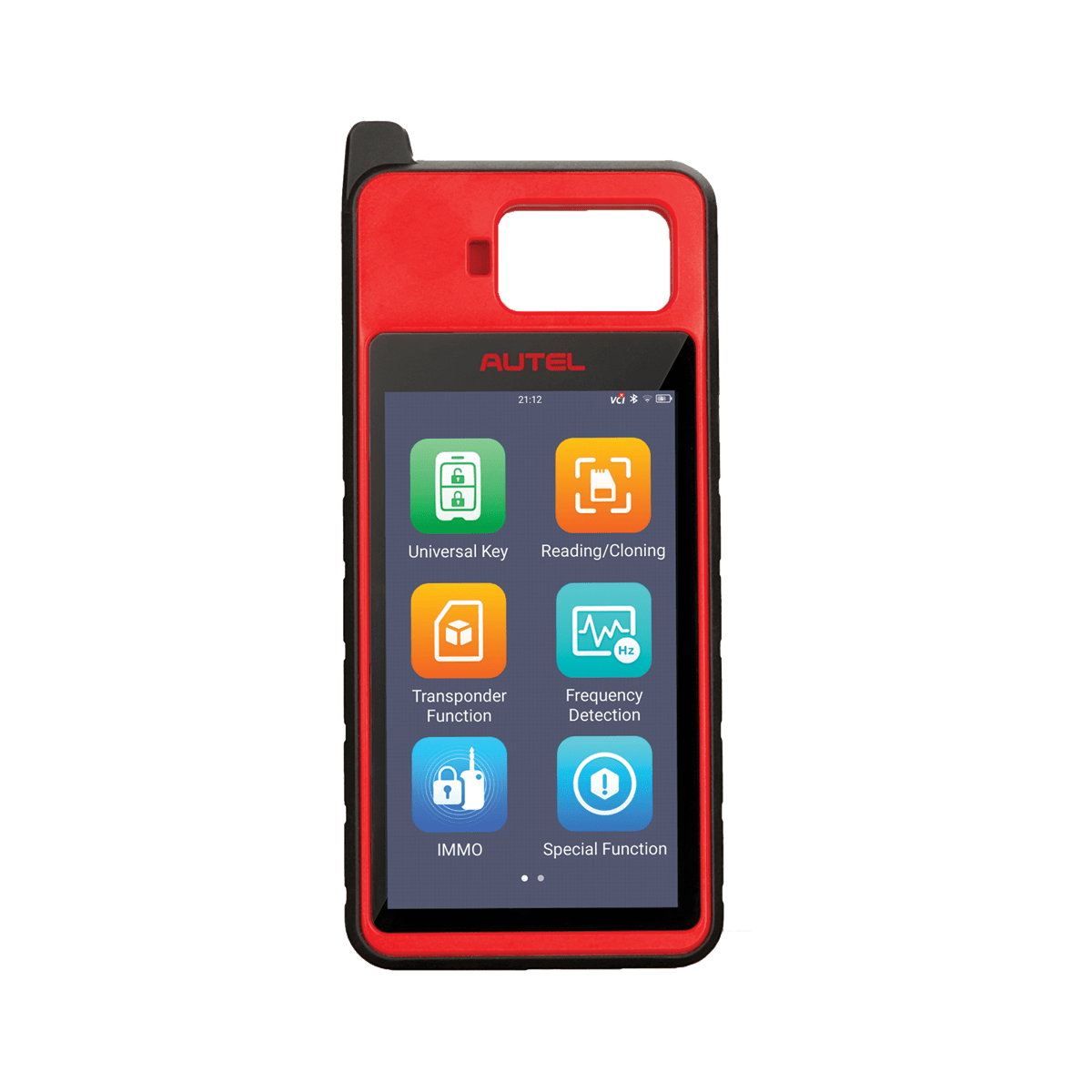 Close-up of Autel KM100 touchscreen interface